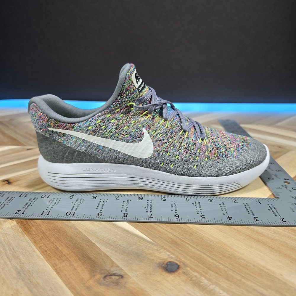 Nikeβ Lunar Epic Low Flyknit 2 Men's 9 Shoes Wolf Gray Multicolor Sprinkles - Picture 12 of 13